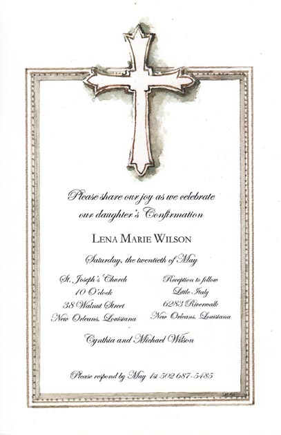 Pewter Cross First Communion Invitation
